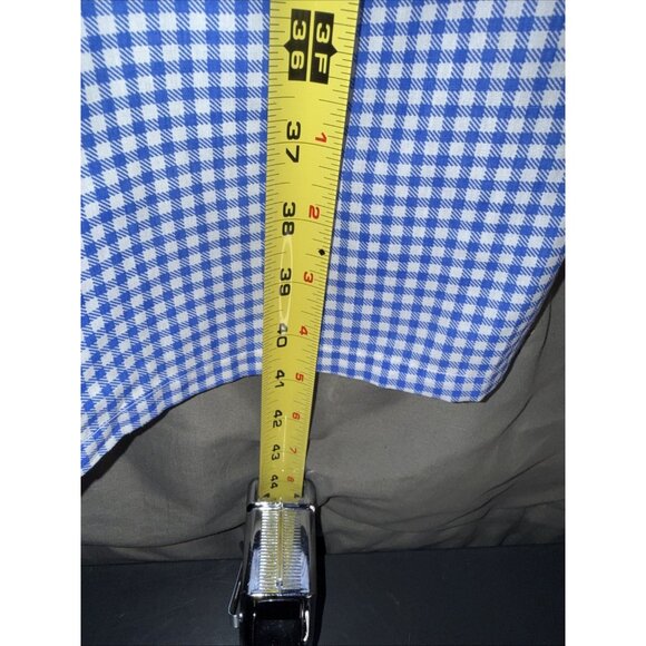 Vintage Blue Checked House Coat Size MEDIUM Front Snaps Pockets Rosa Closet - Picture 9 of 12